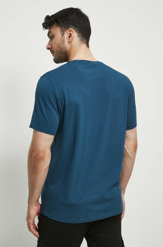 Odzież T-shirt bawełniany męski wzorzysty z domieszką elastanu kolor zielony RW23.TSM060 turkusowy