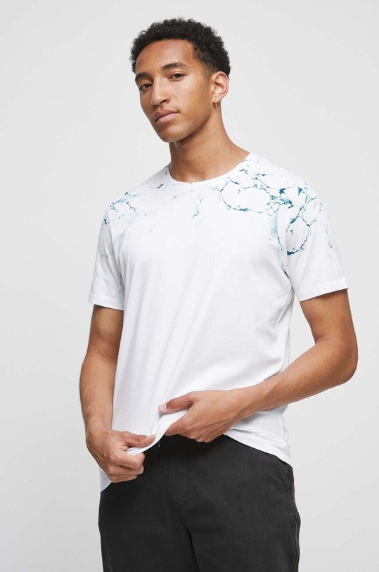 T-shirt bawełniany męski z nadrukiem kolor biały okrągły biały RW23.TSM210