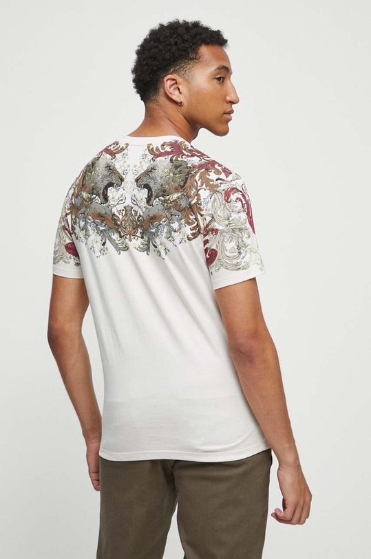 Odzież T-shirt bawełniany męski z nadrukiem kolor beżowy RW23.TSM303 beżowy