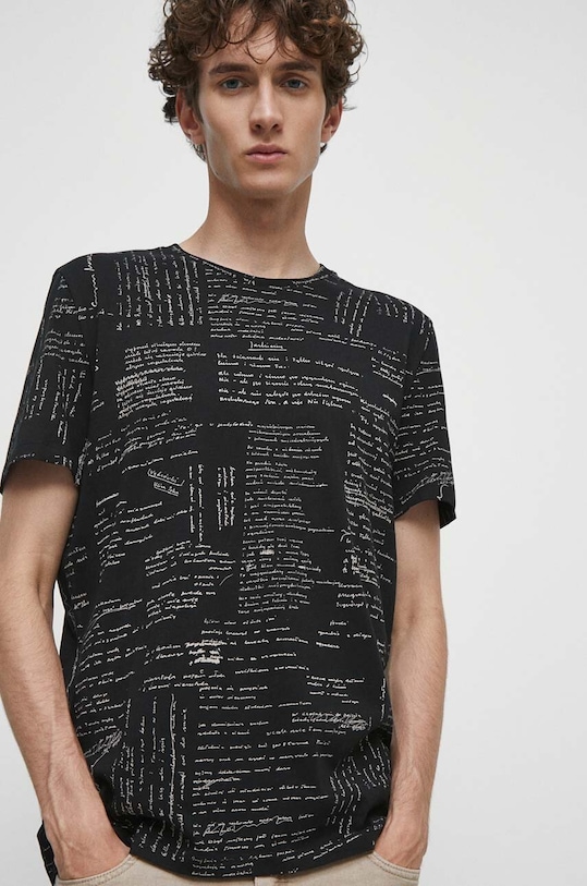 T-shirt bawełniany męski - Kolekcja jubileuszowa. 2023 Rok Wisławy Szymborskiej x Medicine, kolor czarny RW23.TSM350 czarny RW23