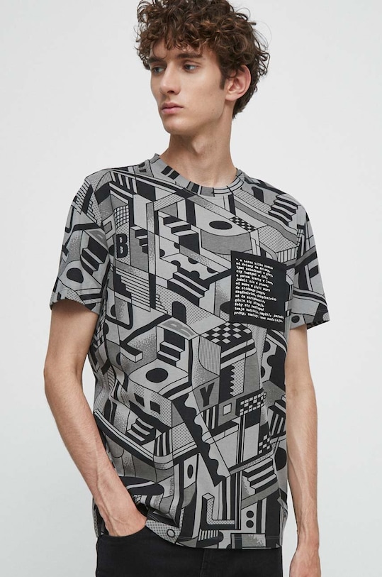 T-shirt bawełniany męski - Kolekcja jubileuszowa. 2023 Rok Wisławy Szymborskiej x Medicine, kolor szary RW23.TSM351 szary RW23