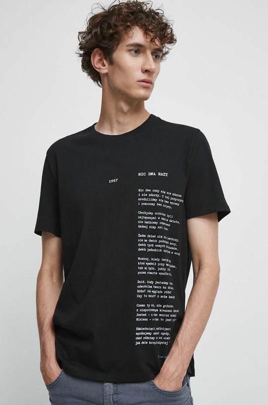 T-shirt bawełniany męski - Kolekcja jubileuszowa. 2023 Rok Wisławy Szymborskiej x Medicine, kolor czarny RW23.TSM354 czarny RW23