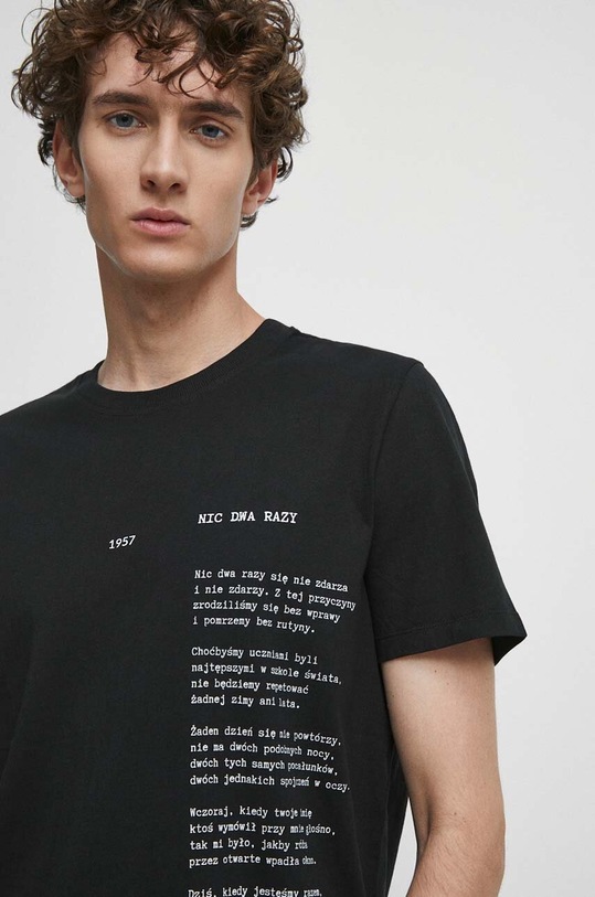 T-shirt bawełniany męski - Kolekcja jubileuszowa. 2023 Rok Wisławy Szymborskiej x Medicine, kolor czarny RW23.TSM354 czarny