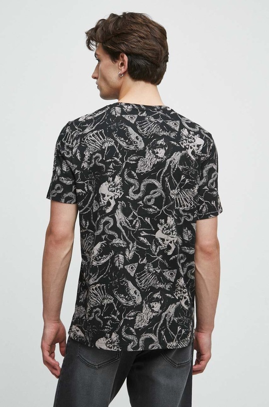 Odzież T-shirt bawełniany męski wzorzysty kolor czarny RW23.TSM403 czarny