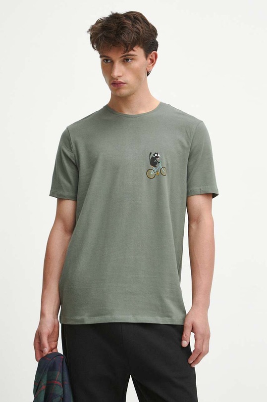 Bavlnené tričko pánske zelená farba zelená RW23.TSM581