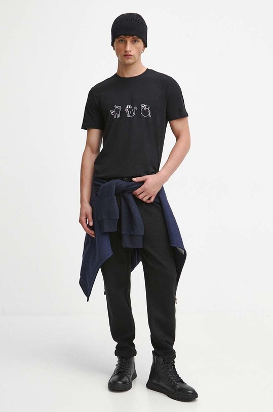 T-shirt bawełniany męski z nadrukiem kolor czarny RW23.TSM583 czarny RW23