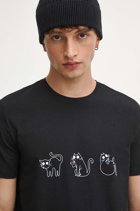 T-shirt bawełniany męski z nadrukiem kolor czarny czarny RW23.TSM583