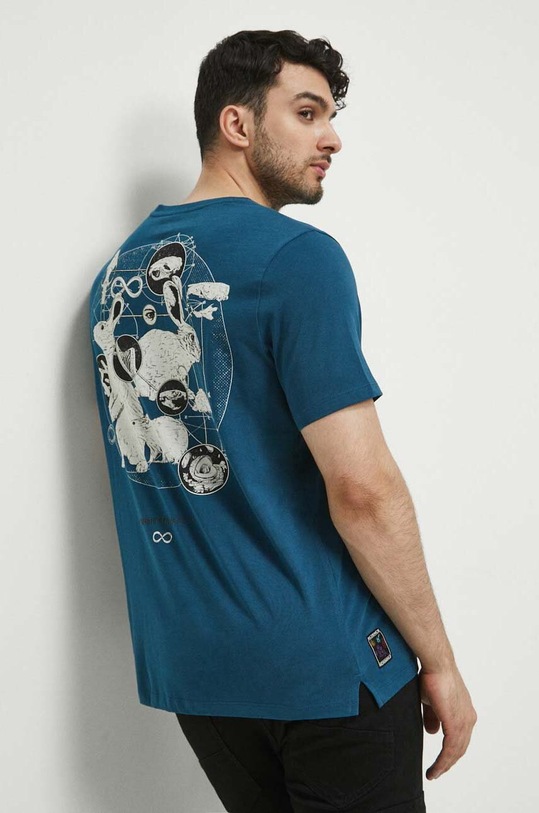 T-shirt bawełniany męski z kolekcji Science kolor zielony RW23.TSM600 turkusowy RW23