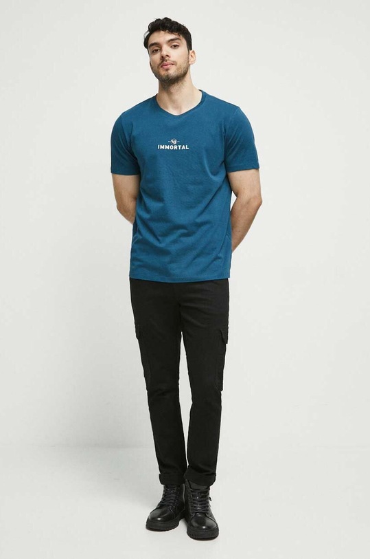 Odzież T-shirt bawełniany męski z kolekcji Science kolor zielony RW23.TSM600 turkusowy