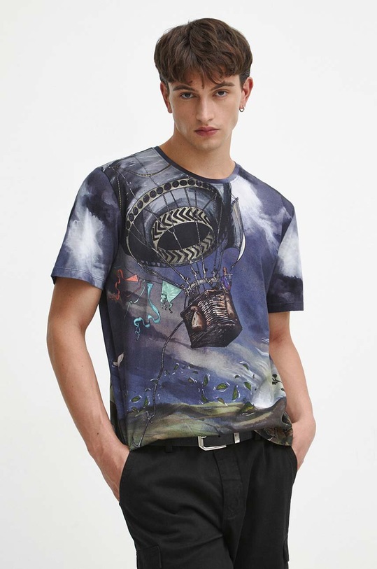 T-shirt bawełniany męski wzorzysty kolor multicolor bawełna multicolor RW23.TSM806