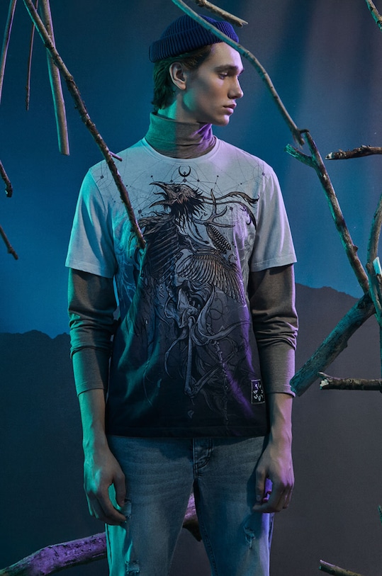 T-shirt bawełniany męski z kolekcji Bestiariusz kolor beżowy bawełna beżowy RW23.TSM852
