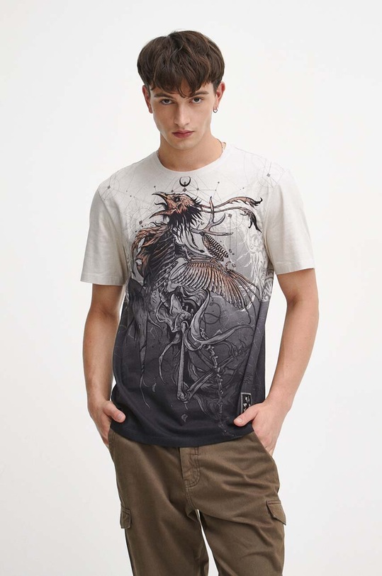 T-shirt bawełniany męski z kolekcji Bestiariusz kolor beżowy RW23.TSM852 beżowy RW23