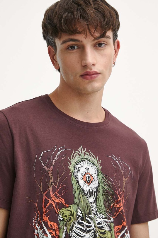 T-shirt bawełniany męski z kolekcji Bestiariusz kolor bordowy RW23.TSM854 bordowy