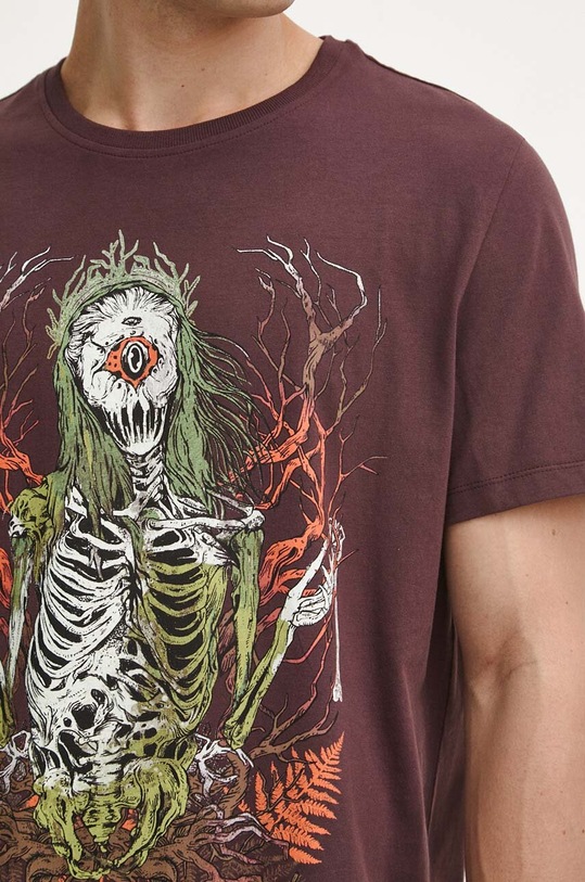 T-shirt bawełniany męski z kolekcji Bestiariusz kolor bordowy RW23.TSM854