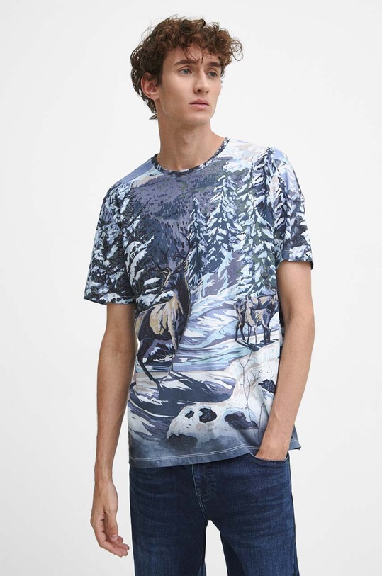 T-shirt bawełniany męski wzorzysty kolor multicolor bawełna multicolor RW23.TSM900