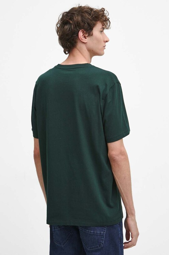 Odzież T-shirt bawełniany męski z nadrukiem z domieszką elastanu kolor zielony RW23.TSM904 zielony
