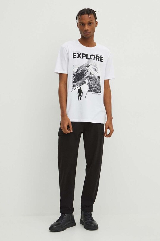 T-shirt bawełniany męski z domieszką elastanu z nadrukiem kolor biały RW23.TSM913 biały RW23