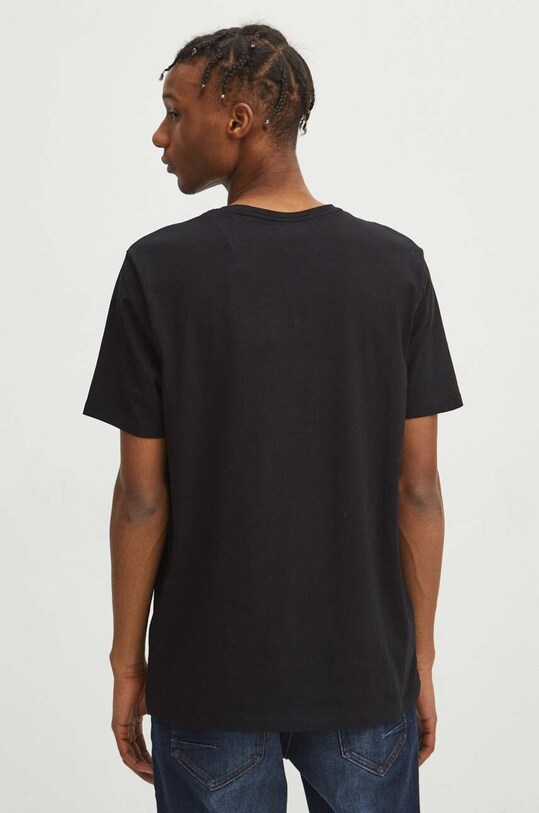 Odzież T-shirt bawełniany męski z domieszką elastanu z nadrukiem kolor czarny RW23.TSM917 czarny