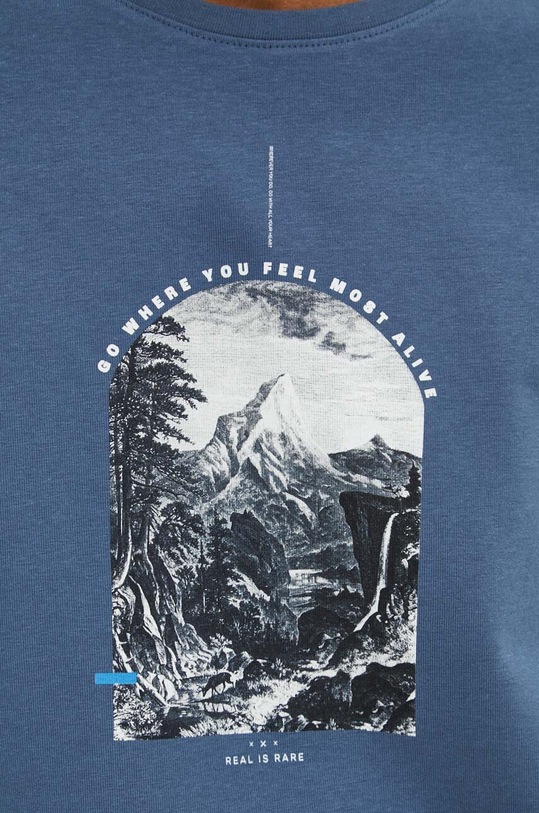 T-shirt bawełniany męski z domieszką elastanu z nadrukiem kolor niebieski RW23.TSM918 niebieski