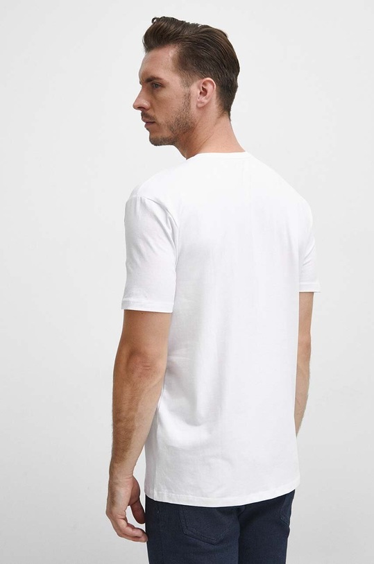 Odzież T-shirt męski z domieszką elastanu z nadrukiem kolor biały RW23.TSM921 biały