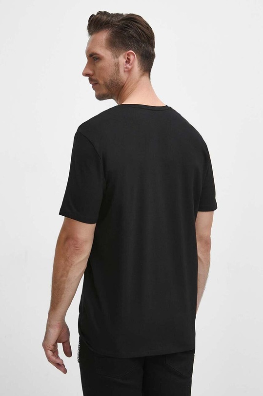 Odzież T-shirt bawełniany męski z domieszką elastanu z nadrukiem kolor czarny RW23.TSM924 czarny