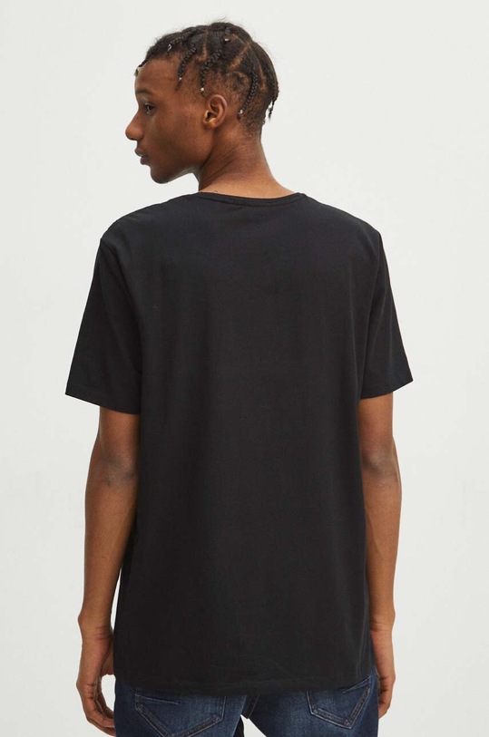Odzież T-shirt bawełniany męski z domieszką elastanu z nadrukiem kolor czarny RW23.TSM932 czarny