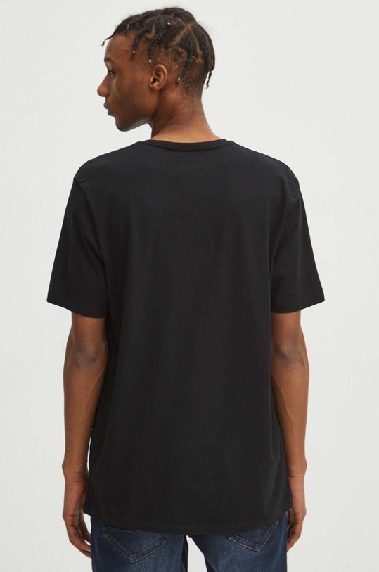 Odzież T-shirt bawełniany męski z domieszką elastanu z nadrukiem kolor czarny RW23.TSM933 czarny