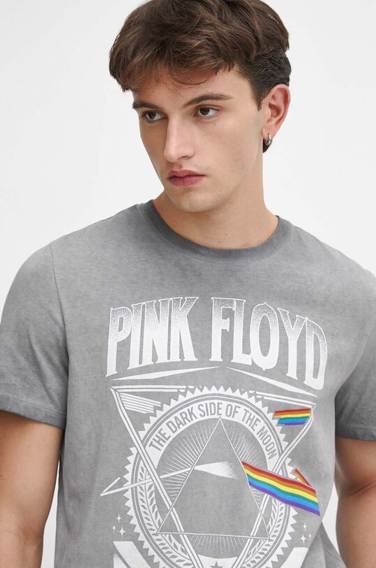 T-shirt bawełniany męski Pink Floyd kolor szary RW23.TSM955 szary