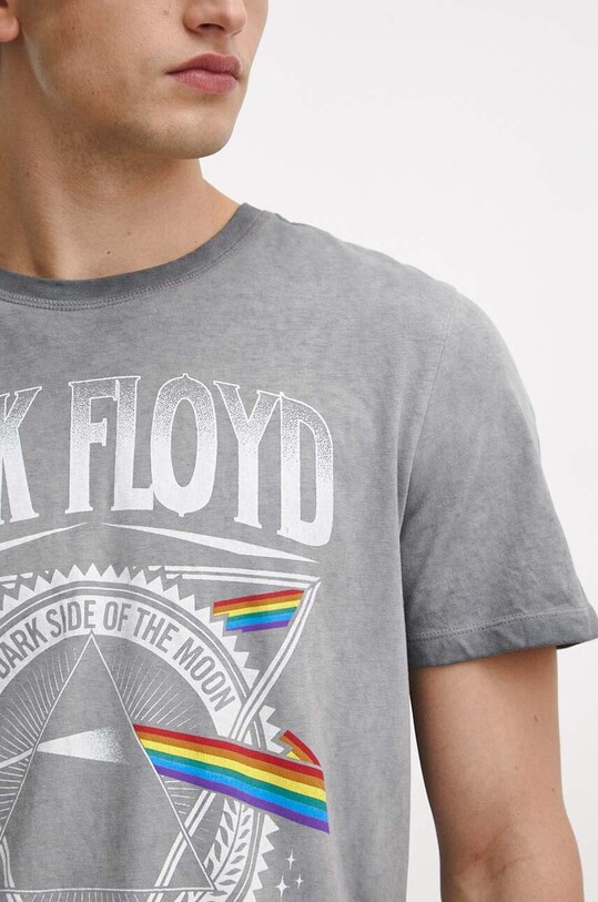 T-shirt bawełniany męski Pink Floyd kolor szary RW23.TSM955
