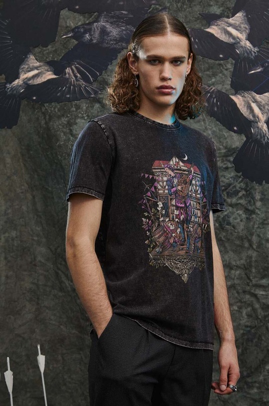 Bavlnené tričko pánske z kolekcie The Witcher x Medicine šedá farba RW23.TSM980 sivá RW23