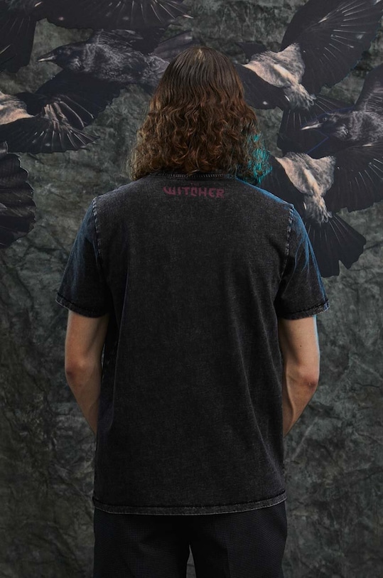 Bavlnené tričko pánske z kolekcie The Witcher x Medicine šedá farba sivá RW23.TSM980