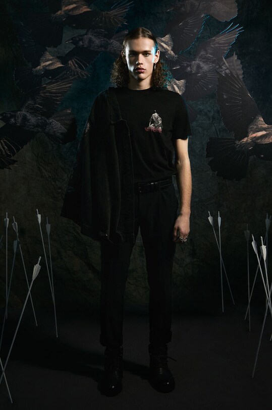 T-shirt bawełniany męski z kolekcji The Witcher x Medicine kolor czarny okrągły czarny RW23.TSM982