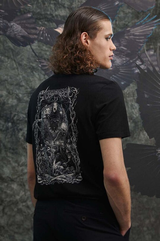 Odzież T-shirt bawełniany męski z kolekcji The Witcher x Medicine kolor czarny RW23.TSM982 czarny