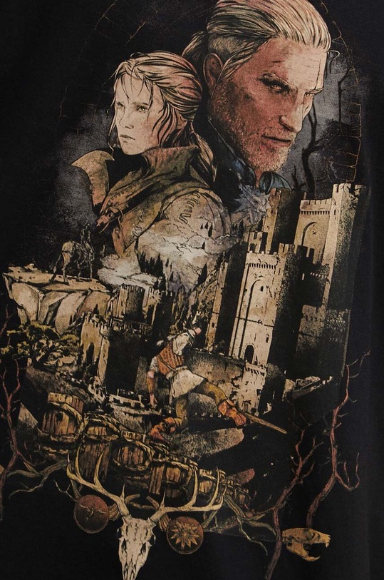 Bavlnené tričko pánske z kolekcie The Witcher x Medicine čierna farba RW23.TSM984