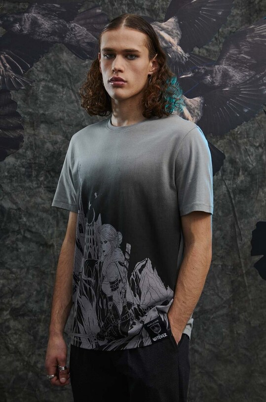 Odzież T-shirt bawełniany męski z kolekcji The Witcher x Medicine kolor szary RW23.TSM987 szary