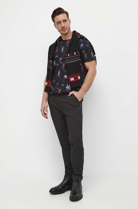 Bavlnené tričko pánske so vzorom čierna farba RW23.TSMA21 čierna RW23
