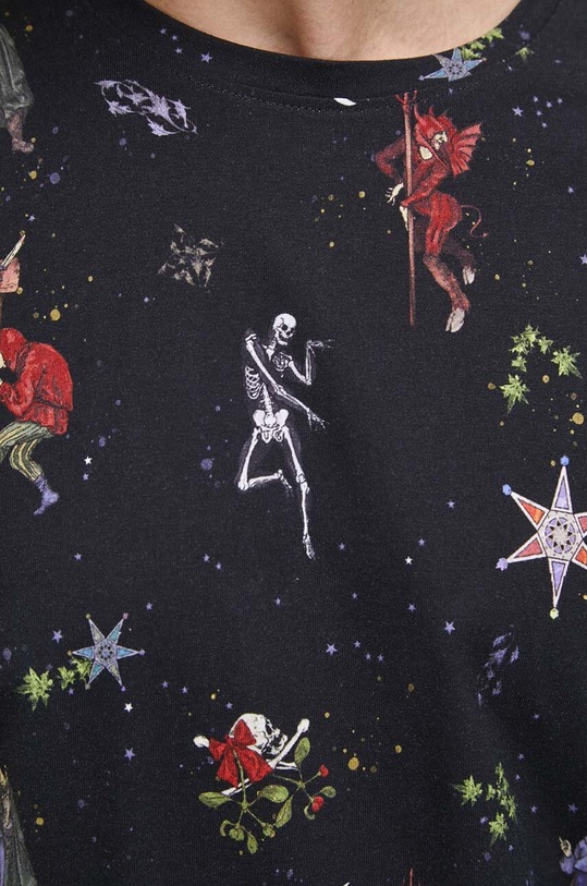 Bavlnené tričko pánske so vzorom čierna farba RW23.TSMA21 čierna