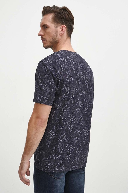 Odzież T-shirt bawełniany męski z domieszką elastanu wzorzysty kolor czarny RW23.TSMB30 czarny