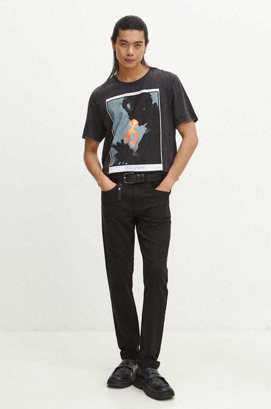 T-shirt bawełniany męski z nadrukiem kolor szary RW23.TSMC17 szary RW23