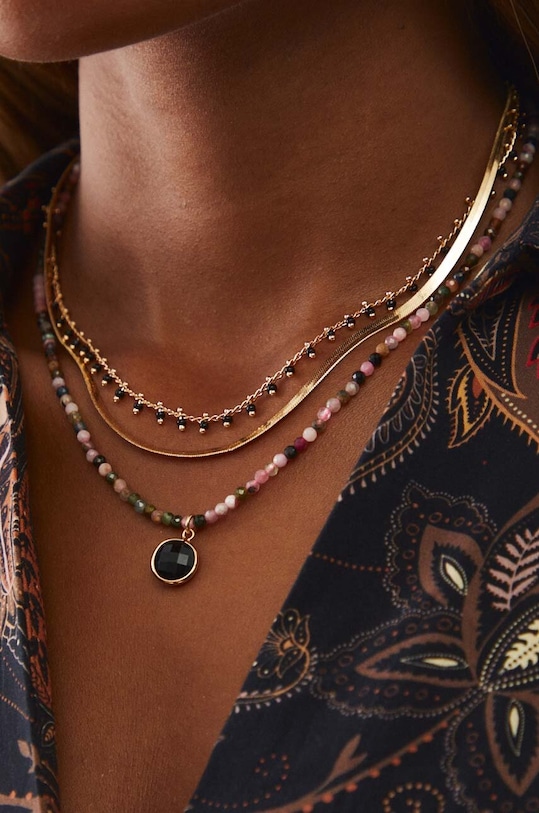 Naszyjnik damski z kamieniem naturalnym i ozdobną zawieszką kolor multicolor kamień naturalny multicolor RW24.AKD305