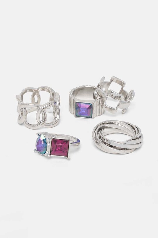 Pierścionki damskie z ozdobnymi elementami (5-pack) kolor srebrny 5-pack srebrny RW24.AKD403