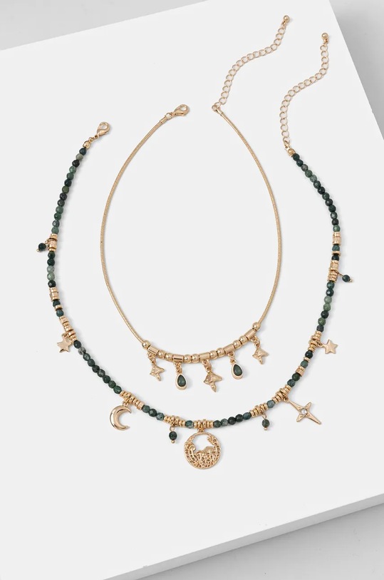 Náhrdelník s přírodními kameny zlatá barva 2-pack zlatá RW24.AKD706