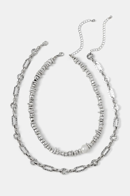 Naszyjniki damskie z ozdobnymi elementami (2-pack) kolor srebrny 2-pack srebrny RW24.AKD710