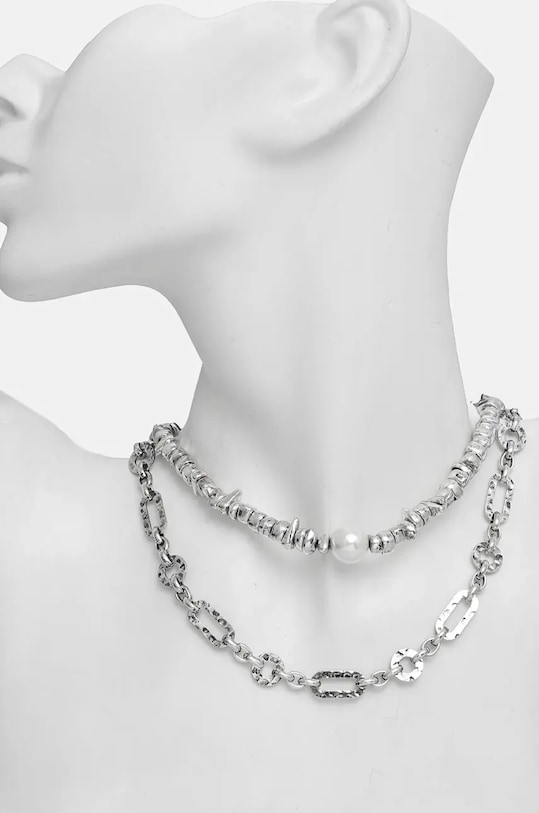 Akcesoria Naszyjniki damskie z ozdobnymi elementami (2-pack) kolor srebrny RW24.AKD710 srebrny