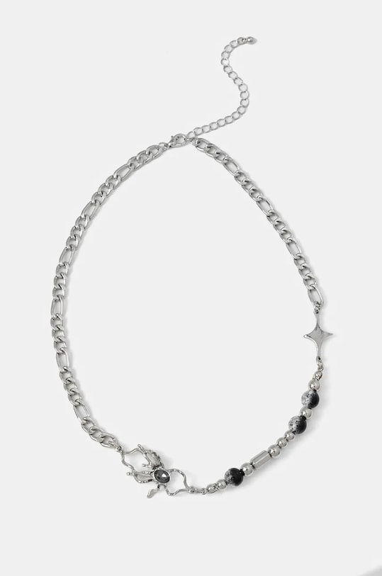 Naszyjnik damski z ozdobnymi elementami kolor srebrny srebrny RW24.AKD711