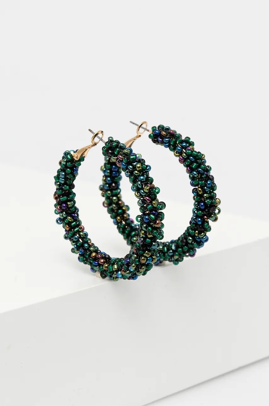 Náušnice dámské s ozdobnými korálky zelená barva tyrkysová RW24.AKD900