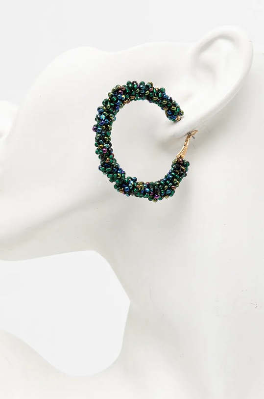 Doplňky Náušnice dámské s ozdobnými korálky zelená barva RW24.AKD900 tyrkysová