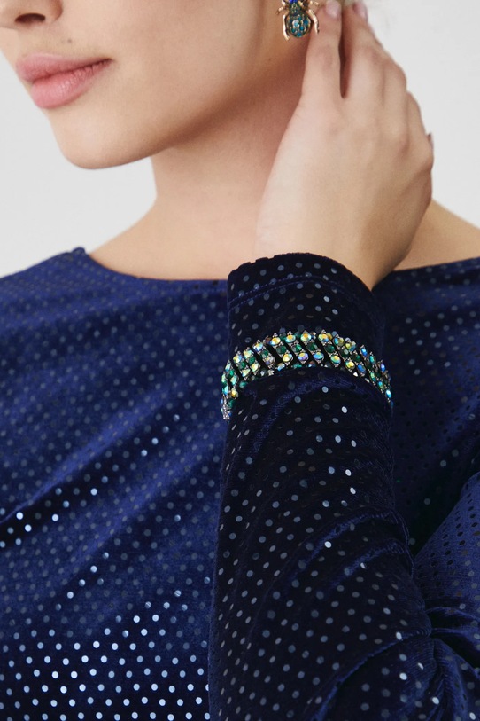 Bransoletka damska z ozdobnymi koralikami kolor zielony turkusowy RW24.AKD903