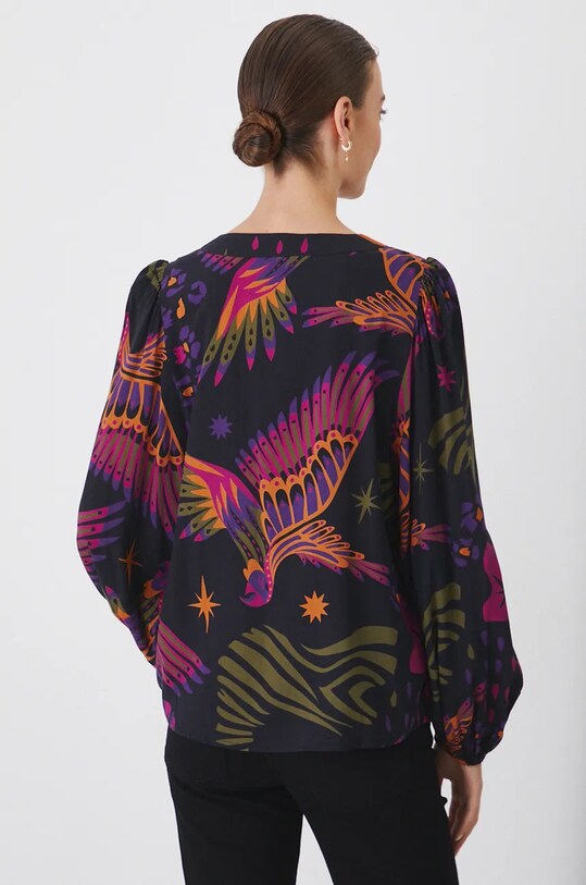 Odzież Bluzka damska regular wzorzysta kolor czarny RW24.BDD607 czarny