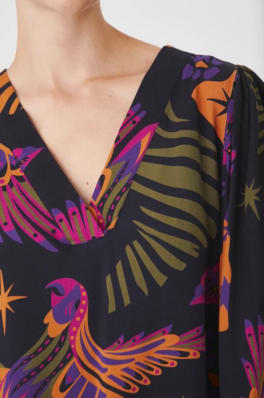 Bluzka damska regular wzorzysta kolor czarny RW24.BDD607 czarny